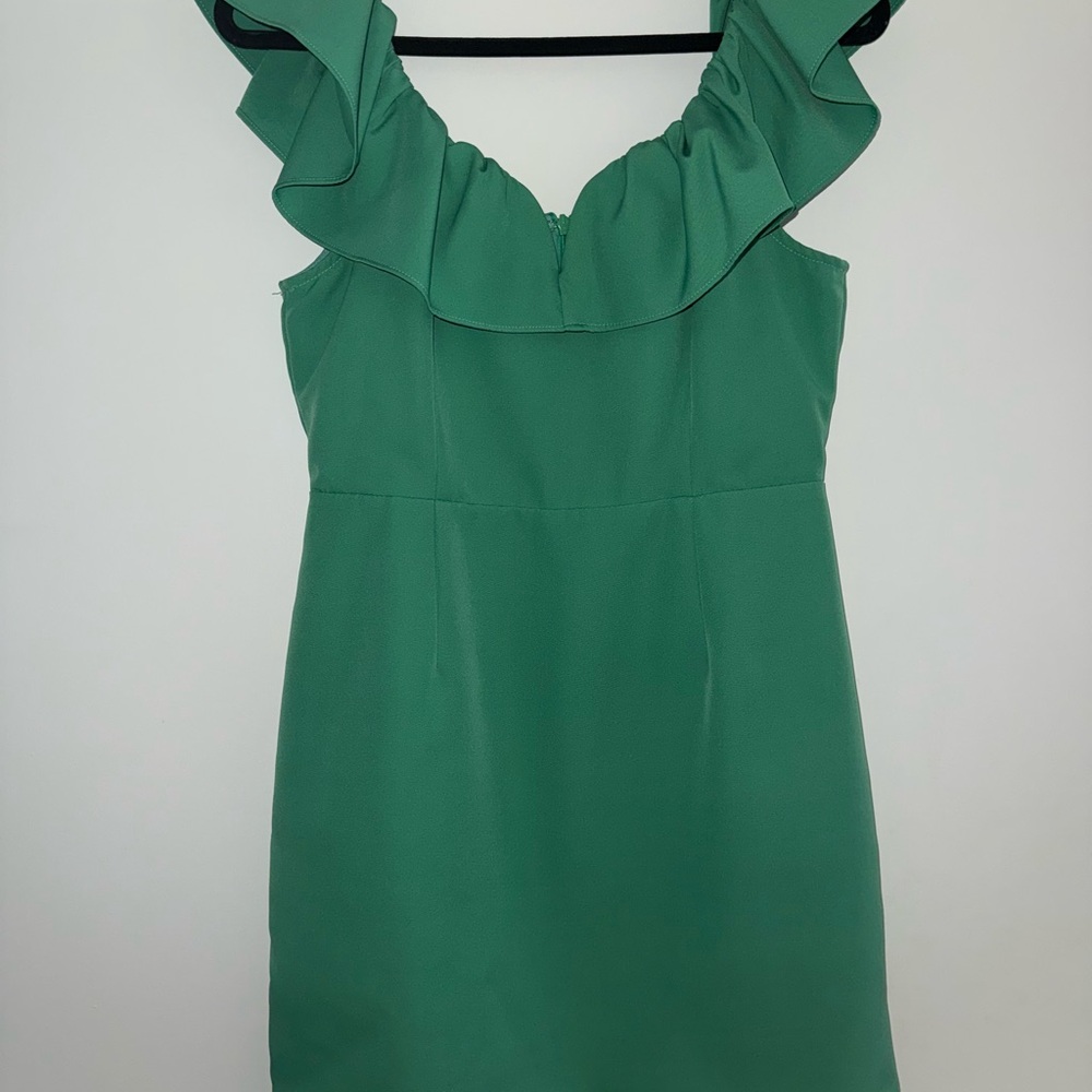 Elegant Green Ruffle Dress